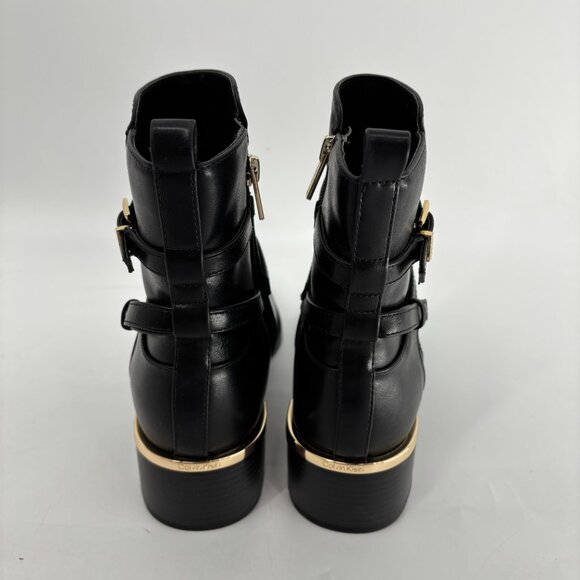 Calvin Klein Womens Jasen Buckle Strap Block Heel Ankle Booties Black Sz 7M NWB - Picture 5 of 9